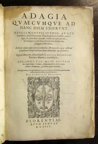 Roterodamus Adagia quaecumque ad hunc diem exierunt (...) 1575 Sprichwörter j