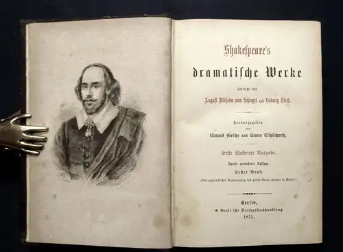 Tieck Shakespeare`s dramatische Werke 8 Bde. 1875 Erste illustr. Ausgabe js