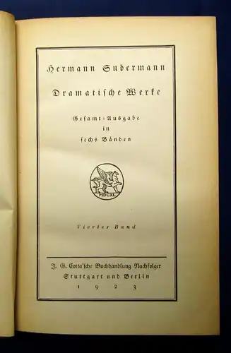Hermann sudermann Dramatische Werke Gesamt-Ausgabe in 6 Bänden 1923 js