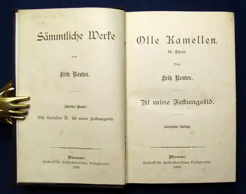 Sämmtliche Werke von Fritz Reuter 15 Bde. Mischauflage 1875-1890 Literatur js