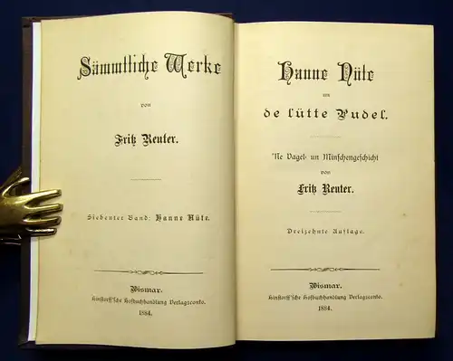 Sämmtliche Werke von Fritz Reuter 15 Bde. Mischauflage 1875-1890 Literatur js