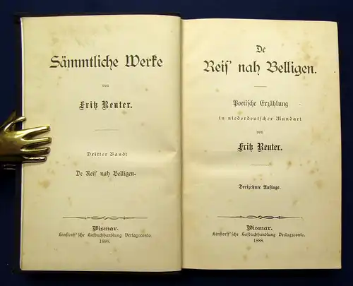 Sämmtliche Werke von Fritz Reuter 15 Bde. Mischauflage 1875-1890 Literatur js