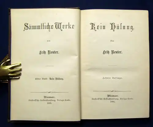 Sämmtliche Werke von Fritz Reuter 15 Bde. Mischauflage 1875-1890 Literatur js