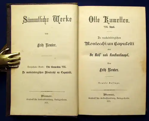 Sämmtliche Werke von Fritz Reuter 15 Bde. Mischauflage 1875-1890 Literatur js