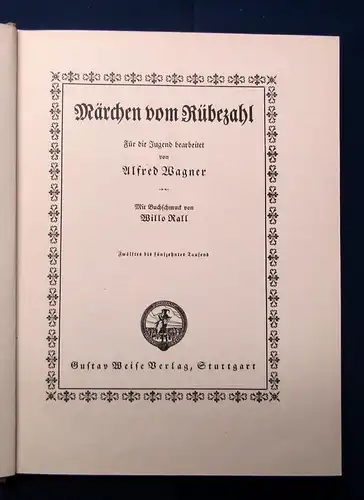 Wagner Märchen vom Rübezahl Für die Jugend bearbeitet um 1900 js