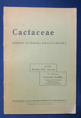 Cactaceae Jahrbücher der Deutschen Kakteengesellschaft E. V. 1941 2. Teil js