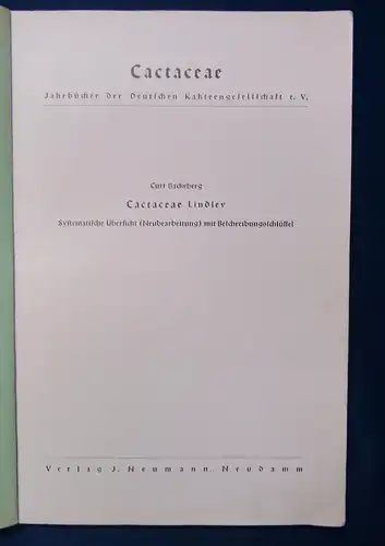 Cactaceae Jahrbücher der Deutschen Kakteengesellschaft E. V. 1941 2. Teil js