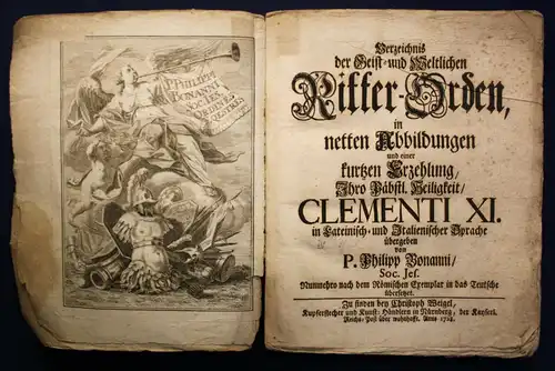 Bonanni Ritterorden Templer Tempelritter 1728 Geschichte 165 Kupfer top rara sf