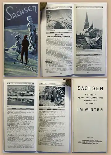 Prospekt Reisebroschüre Sachsen im Winter 1929 Reisen Luftkurorte Heilbäder xz