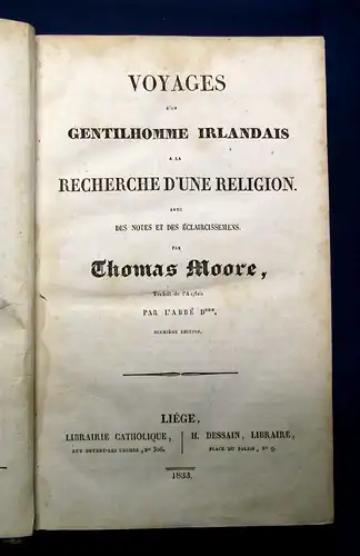 Moore Voyages D´un Gentilhomme Irlandais 1833 Belletristik Lyrik mb