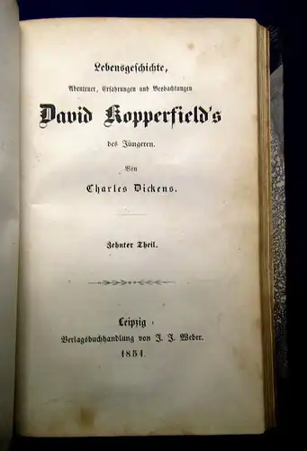 Dickens Lebensgeschichte David Kopperfield´s 1-10 komplett 1851 Belletristik mb