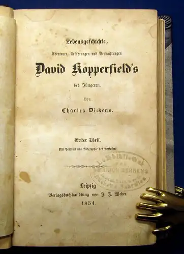 Dickens Lebensgeschichte David Kopperfield´s 1-10 komplett 1851 Belletristik mb