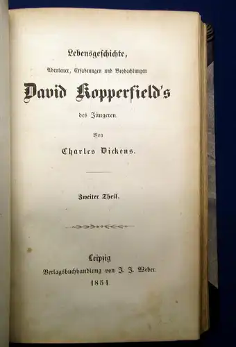 Dickens Lebensgeschichte David Kopperfield´s 1-10 komplett 1851 Belletristik mb