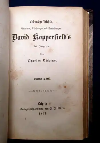 Dickens Lebensgeschichte David Kopperfield´s 1-10 komplett 1851 Belletristik mb