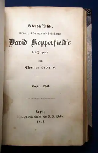 Dickens Lebensgeschichte David Kopperfield´s 1-10 komplett 1851 Belletristik mb