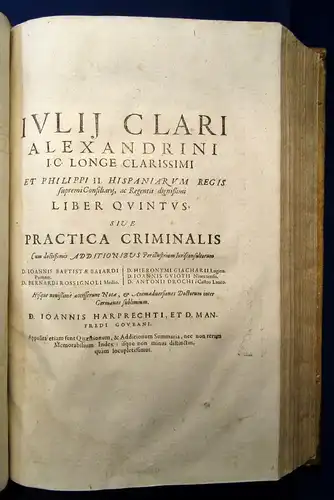 Clarus Julii Clari Alexandrini I.C. Longe clarissimi, et Philippi II. 1637 js