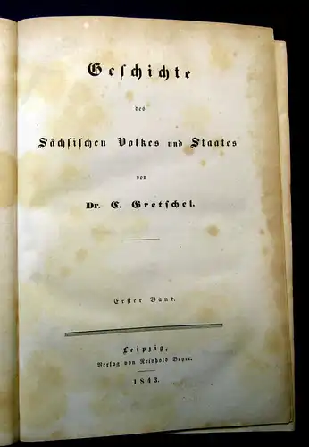 Gretschel Geschichte des sächsischen Volkes und Staates 1841-53 3 Bde kompl. mb