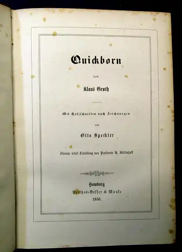 Groth Quickborn 1856 mit Holzschnitten nach Zeichungen Belletristik Geschichte m