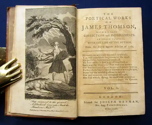 The Poetical Works of James Thomson 3Teile in 1 Bd. selten 1780 Klassiker js