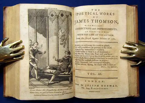 The Poetical Works of James Thomson 3Teile in 1 Bd. selten 1780 Klassiker js