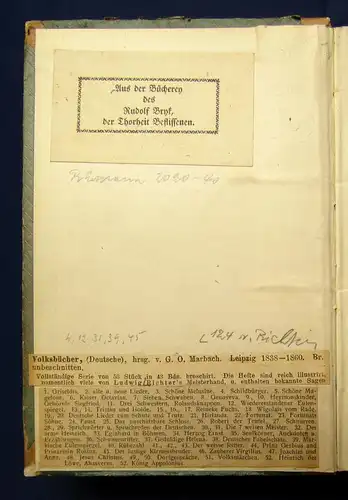 Marbach Volksbücher 1-53 in 7 Bde. 1838 7-9 und 10-12 fehlt Klassiker Literatur