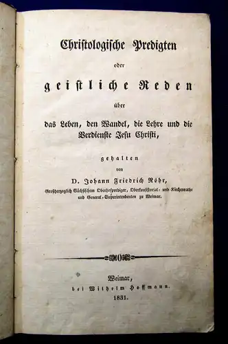 Röhr Christologische Predigten oder geistliche Reden über das Leben[...] 1831 mb