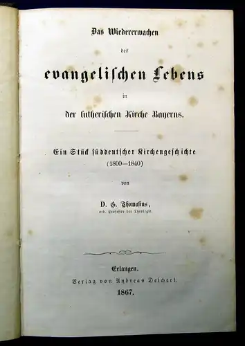 Thomasius Das Wiedererwachen des evangelischen Lebens 1867 Theologie mb