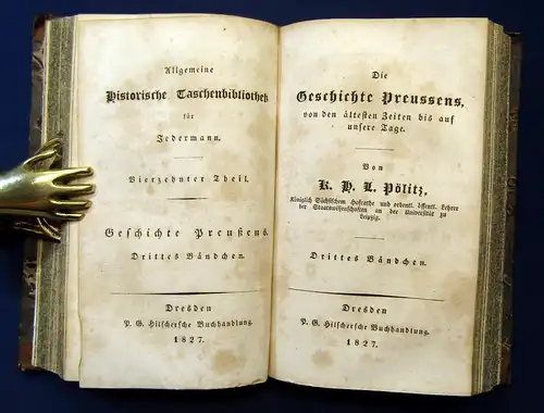 Pölitz Allgemeine historische Taschenbibliothek 4 Teile in 1  1827 Geschichte mb