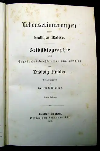 Richter Lebenserinnerungen eines deutschen Dichters 1886 3. Aufl. Belletristik m