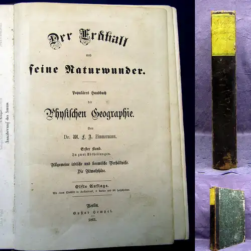 Zimmermann Der Erdball und seine Naturwunder 1861 Naturwissenschaft mb