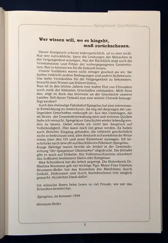 Beiler Kleine Spiegelauer Geschichte Wissenswertes auf fünf Jahrhunderten 1998 j