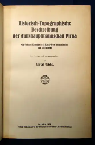 Meiche Historisch-Topographische Beschreibung der Amtshauptmannschaft Pirna 1927