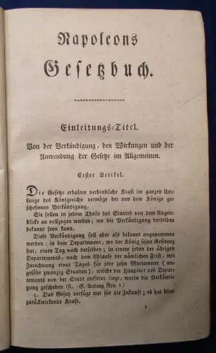 Napoleons Gesetzbuch Einzig, Königreich Westphalen selten 1808 js