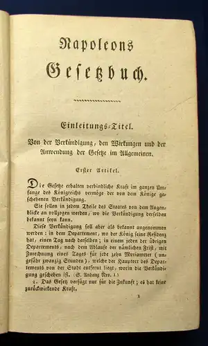 Napoleons Gesetzbuch Einzig, Königreich Westphalen selten 1808 js