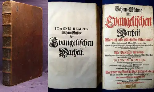 Rempen Schau-Bühne der evangelischen Wahrheit 1721 selten Christentum 2 Werke js