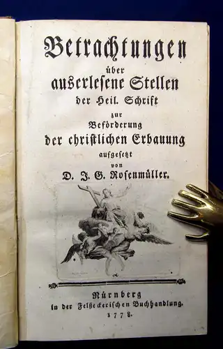 Rosenmüller Betrachtungen ü. auserl. Stellen der heiligen Schrift 1778 Selten mb