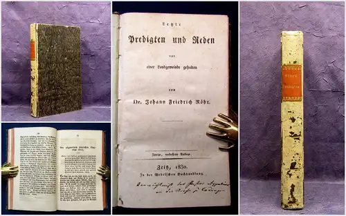 Röhr Letzte Predigten und Reden gehalten vor einer Landgemeinde 1830 Theologie m