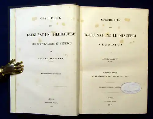 Mothes Geschichte der Baukunst und Bildhauerei EA 1859 Technik altes Handwerk mb