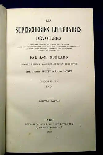 Jannet Les supercheries Litterais Devoillees Band 1-3 dekorativer HLdr. 1882 js