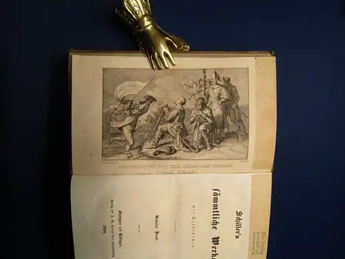 Schiller`s sämmtliche Werke 1-12 komplett 1835 dekorativer Halbleder Bildnis js