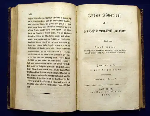 Daub Judas Ischariot oder das Böse im Verhältniß zum Guten 1816 Belletristik mb