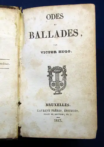 Hugo Odes et Ballades 1832 Belletristik Lyrik Poesie Prosa mb