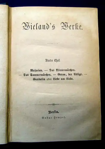 Wieland´s Werke Geschichte des Agathon um 1900 2 Bde Belletristik Lyrik js