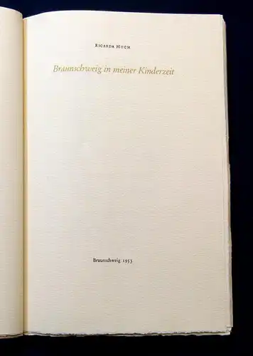 Ricarda Huch Braunschweig in meiner Kinderzeit 1953 Geschichte Belletristik mb