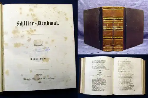 Schiller-Denkmal 2 Bde komplett 1860 Belletritik Klassiker Lyrik Poesie js