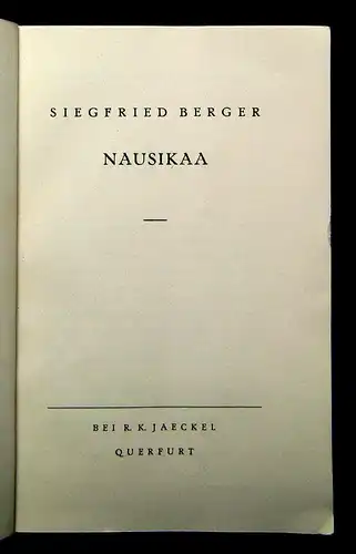 Berger Nausikaa um 1935 Belletristik Literatur Klassiker Lyrik Lyrika mb