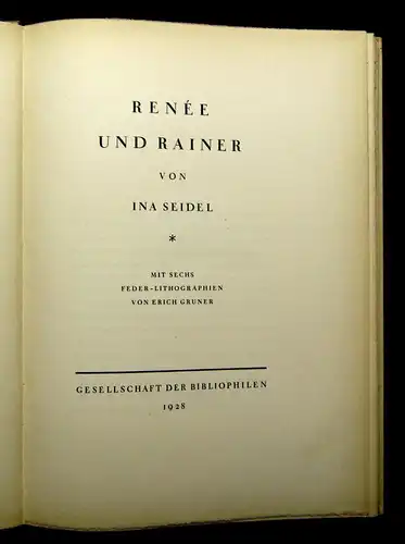 Seidel Renee und Rainer 1928 Belletristik Literatur Klassiker Lyrik mb