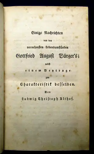 Bürger Gedichte 1815 Belletristik Lyrik Literatur Klassiker mb