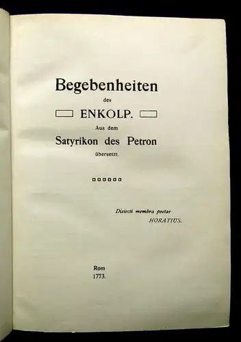 Heinse Gaius Petronius Arbiter Satyrikon 1909 Belletristik Satire mb