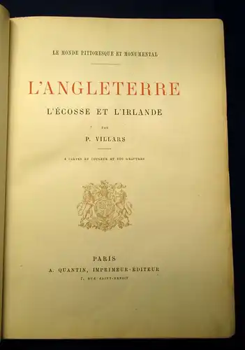 Villars P. L`Angleterre L`Ecosse Et L`Irlande 4 Cartes En Coueurs 1890 js